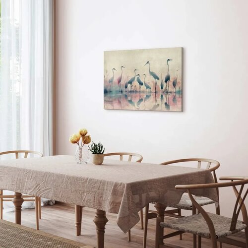 Slika - Birds by the lake - herons painted in watercolour in delicate grey and pink colours 30x20 Standard Slike