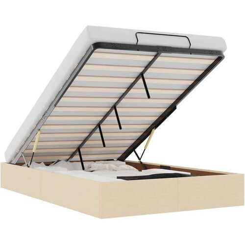VidaXL Otomanski okvir kreveta bez madraca krem 120x190 cm od tkanine Slike