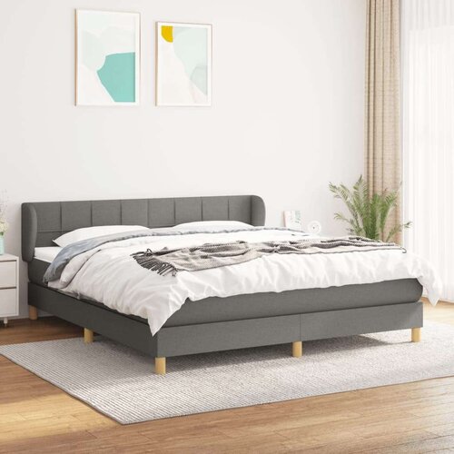  Box spring postelja z vzmetnico temno siva 160x200 cm blago, (20789939) Slike