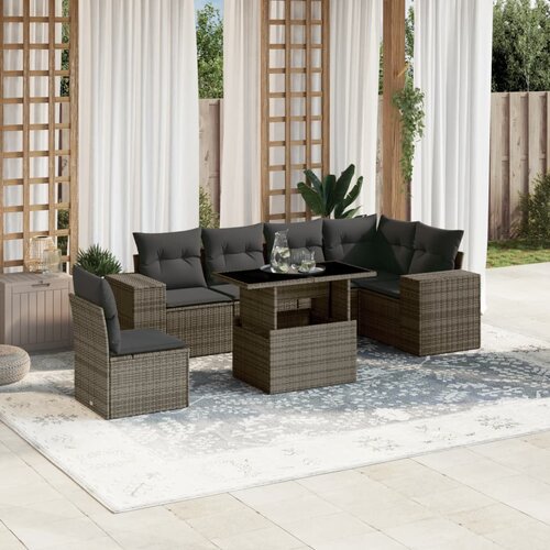 vidaXL 7-dijelni set vrtnih sofa sivi od poliratana Cijene