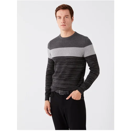 LC Waikiki Crew Neck Long Sleeve Color Block Men's Knitwear Sweater