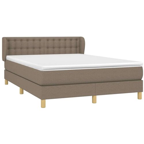  Krevet s oprugama i madracem smeđesivi 140 x 190 cm od tkanine Slike