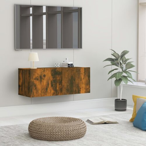 VidaXL TV omarica dimljeni hrast 80x30x30 cm konstruiran les Slike