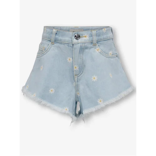 Only Light Blue Girly Floral Denim Shorts Chiara - Girls