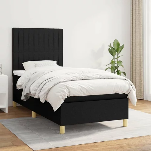 Box spring postelja z vzmetnico črna 80x200 cm blago, (20894968)