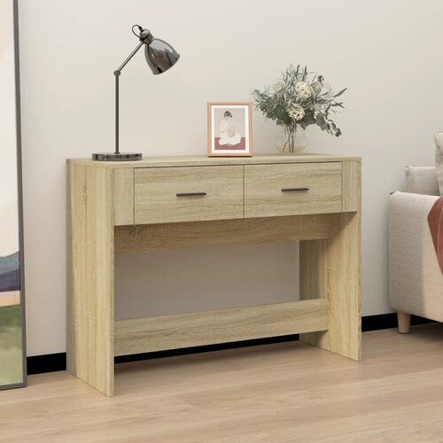 Maison Chic Konzolna mizica - miza ob steni sonoma hrast 100x39x75 cm inženirski les, (21786181) Slike