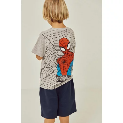Zippy Otroška bombažna kratka majica x Spiderman siva barva