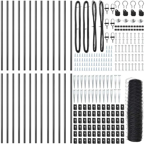 vidaXL Ogrodje s stebri Siva 0.6 x 50 m Jeklo s PVC premazom, (5000095507) Cene