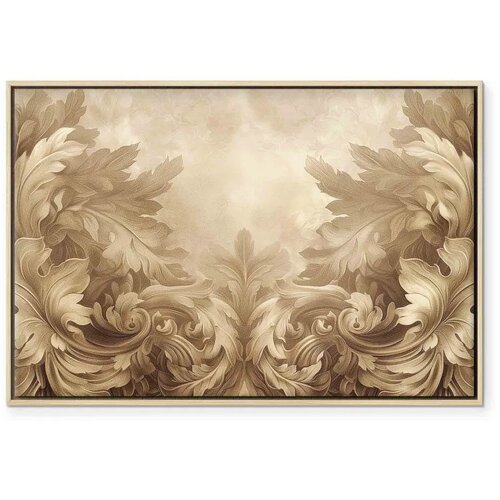  Slika - Carved Baroque Ornaments Rich Composition in Sepia Colors 120x80 U prirodnom drvenom okviru Slike