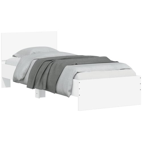  Okvir za krevet s uzglavljem i LED svjetlima bijeli 90x190 cm Slike