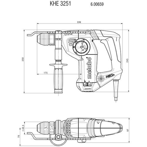 Metabo khe 3251 elektro-pneumatski čekić sds-plus sa dodatnom steznom glavom 600659000 Slike