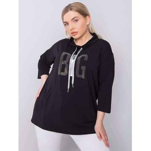 Fashion Hunters Black plus size blouse with appliques Slike