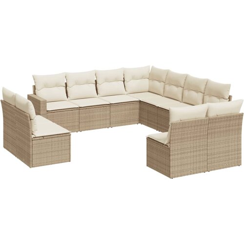  11-dijelni set vrtnih sofa od poliratana s jastucima bež Slike
