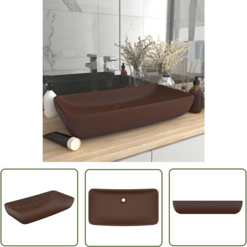 The Living Store Razkošen umivalnik pravokoten mat temno rjav 71x38 cm keramičen - Razkošen Umivalnik, (21744733) Cene