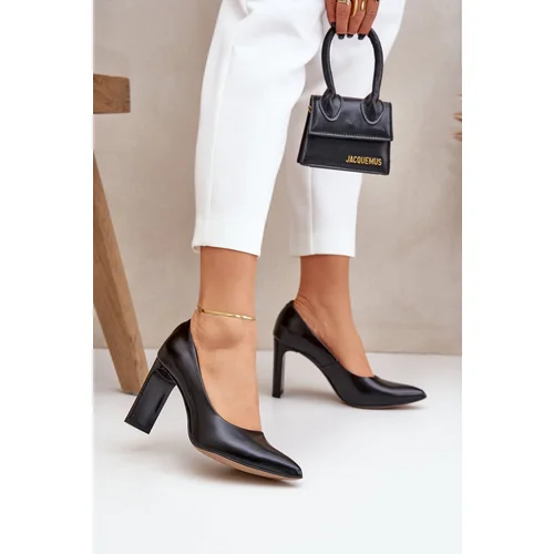 Lewski Shoes Elegant High Heels Made Of Natural Leather On A Heel Black Lewski