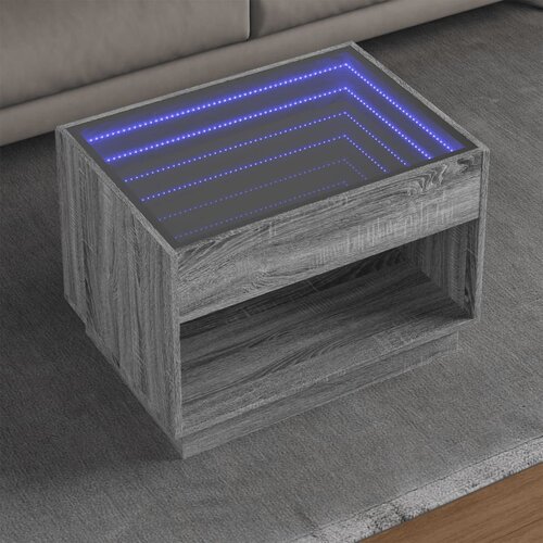 Furnova Klubska mizica z neskončnimi LED siva sonoma 70x50x50 cm, (21914325) Slike