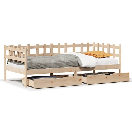 vidaXL Dnevni krevet s ladicama bez madraca 90 x 190 cm masivno drvo - Prirodna 90 x 190 cm Cijene