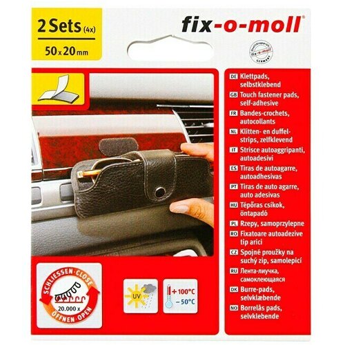 Fix-o-moll podmetač na čičak (50 x 20 mm, crne boje, lijepljenje, 2 kom.) Slike