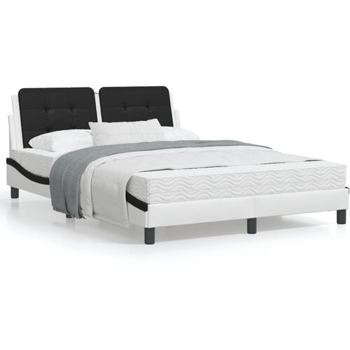 VidaXL Okvir kreveta s uzglavljem bijelo-crni 140x200 cm umjetna koža Slike