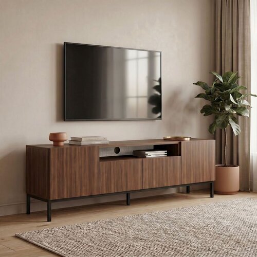 Hanah home TV komoda Rivoli, 160 cm, orah Milano / crna Slike