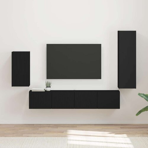  Set TV komoda Zidne 3 pcs Crna Konstruirano drvo Cene
