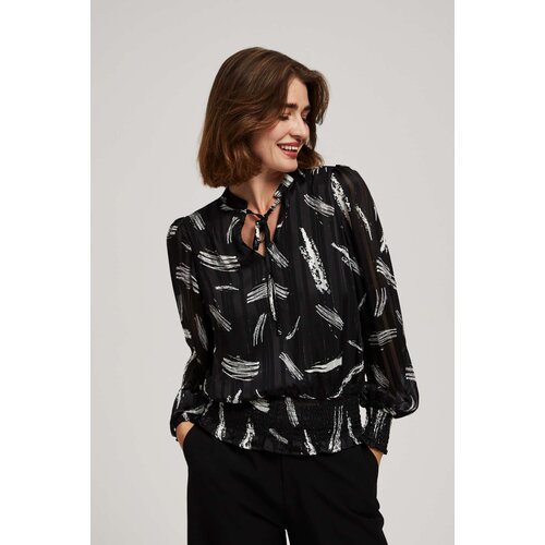 Marisse Black Tie-Neck Shirt Slike