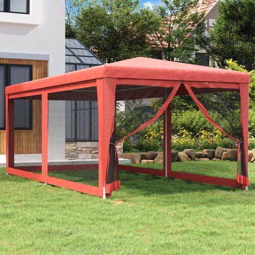 VidaXL &amp;scaron;ator za zabave sa 6 mrežastih bočnih zidova crveni 3x6 m hdpe Slike