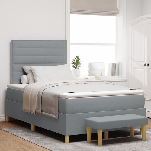 VidaXL Krevet s foteljom s madracem svjetlosivi 120x190 cm tkanina Slike