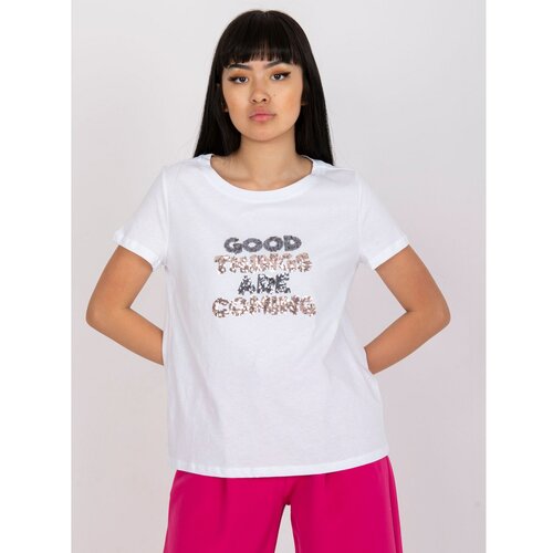 Fashion Hunters White t-shirt with an application and inscriptions Slike