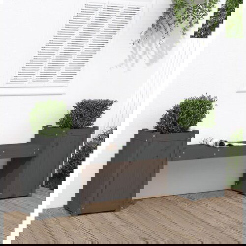  The Living Store Klop z visoko gredo siva 180x36x63 cm trdna borovina - Klop Z Visoko Gredo, (21440708) Slike