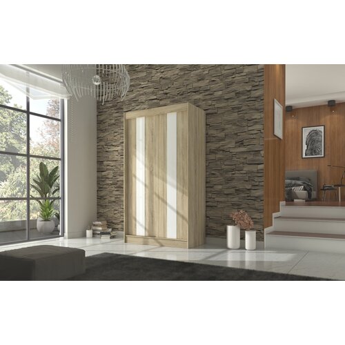 ADRK Drsna omara KAREN z lakobelom 120 cm - SONOMA-LAKIRANA BELA, VISOK SIJAJ Slike