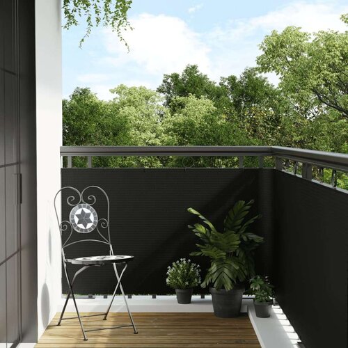 Balkonski zaslon crni 600 x 80 cm od poliratana Cijene