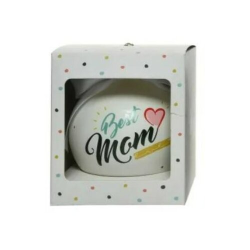 Polimont staklena novogodišnja kugla sa porukom u gift pakovanju 10cm Best Mom OUTLET Slike