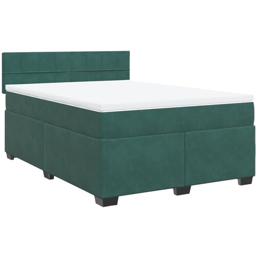 vidaXL Box spring postelja z vzmetnico temno zelen 140x190 cm žamet, (21311007) Cene