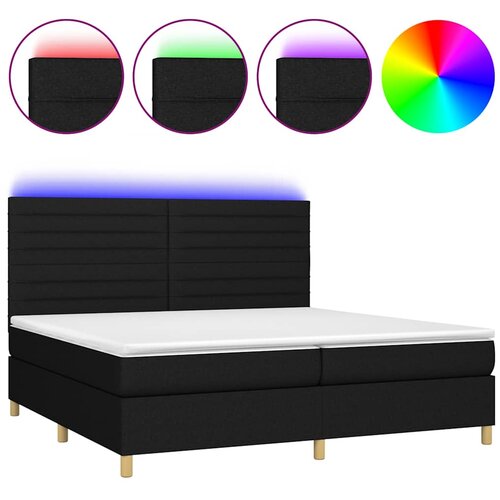  box spring s madracem LED crni 200x200 cm od tkanine Slike