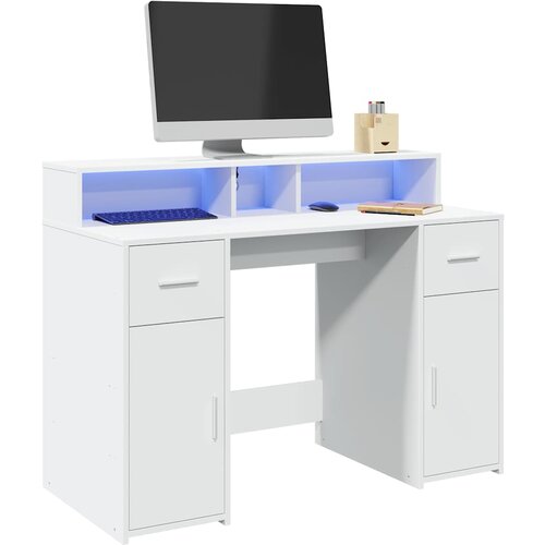  Radni stol LED bijeli 120 x 55 x 91 cm od konstruiranog drva Cene
