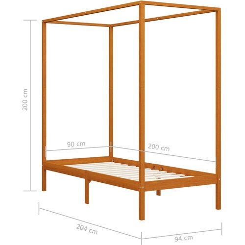  Okvir za krevet s baldahinom od borovine boja meda 90 x 200 cm Slike
