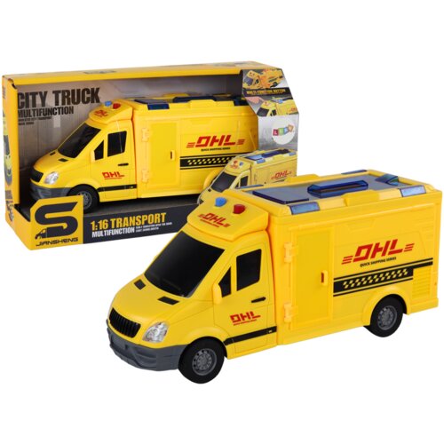  Delivery Car 1:16 Friction Drive Opening Doors Lights Yellow Sounds Cene