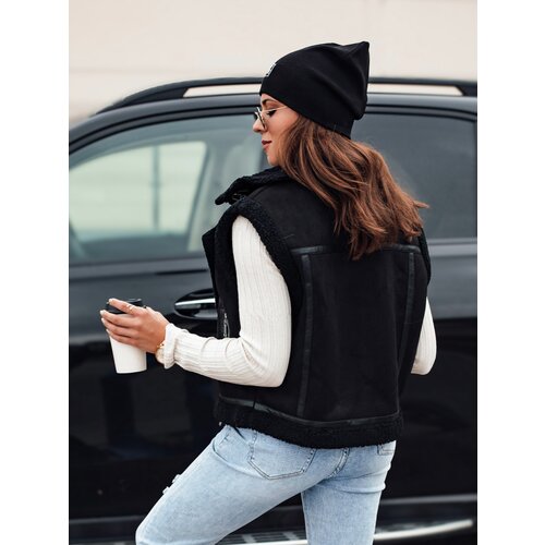 DStreet Women&#039;s suede vest with fur WOOLZIP black Cijene