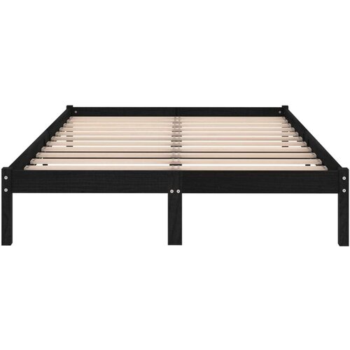 VidaXL okvir za krevet od masivne borovine crni 140 x 190 cm Slike