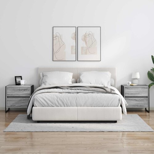  Noćni ormarić s ladicama 2 pcs Siva Sonoma 50 x 39.5 x 50 cm Slike