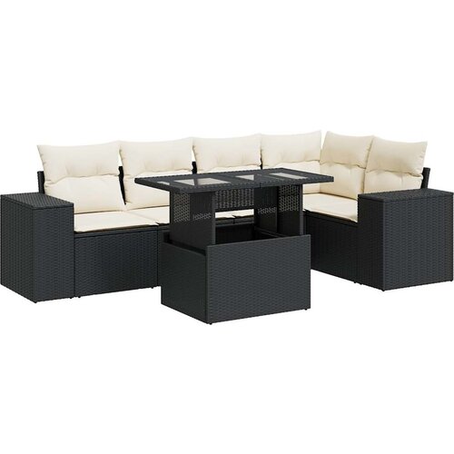 Maison Chic Seti vrtnega pohištva - Vrtna garnitura - Vrtni pohištvo set 6-delna z blazinami črna poli ratan, (21803848) Cene