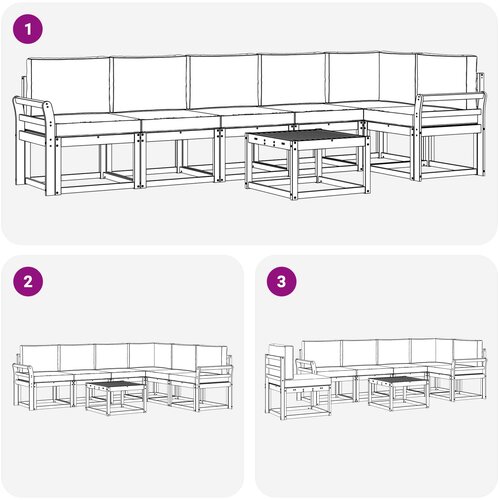  Set vanjskih sofa 7 kom. Bijela i bež Poliester Smeđa 59 x 59 x 37 cm Slike