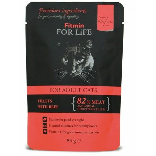 Fitmin For Life Cat Adult Kesica Govedina, hrana za mačke 85g Cene
