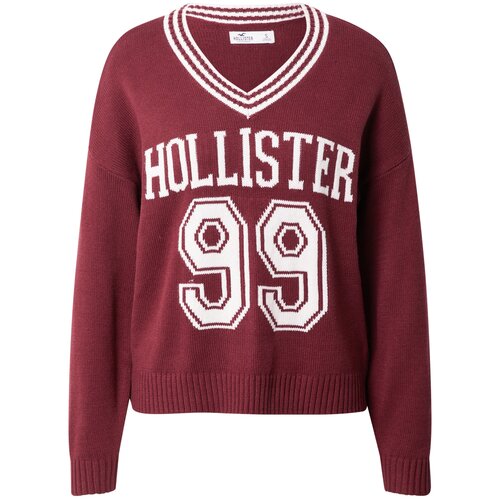 Hollister Pulover burgund / bela Slike