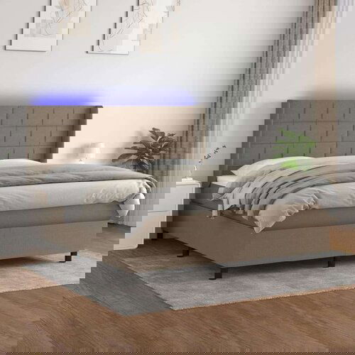  Box spring postelja z vzmetnico LED taupe 180x200 cm blago, (20999259) Slike