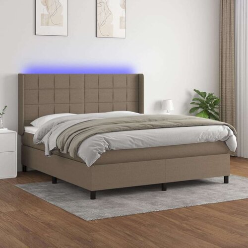  Box spring s madracem LED smeđesivi 180x200 cm tkanina Cene