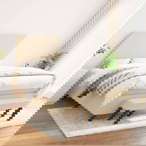  S oprugama i madracem krem 120 x 200 cm od tkanine Slike