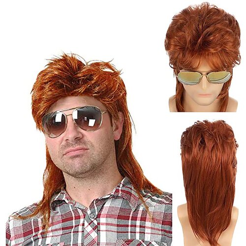 INF Moška lasulja Mullet, retro pričeska iz 80-ih reddish brown, (21695459) Cene