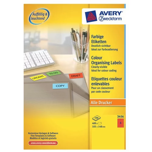 Avery Zweckform Etikete za označevanje, rdeče 105 x 148 mm
